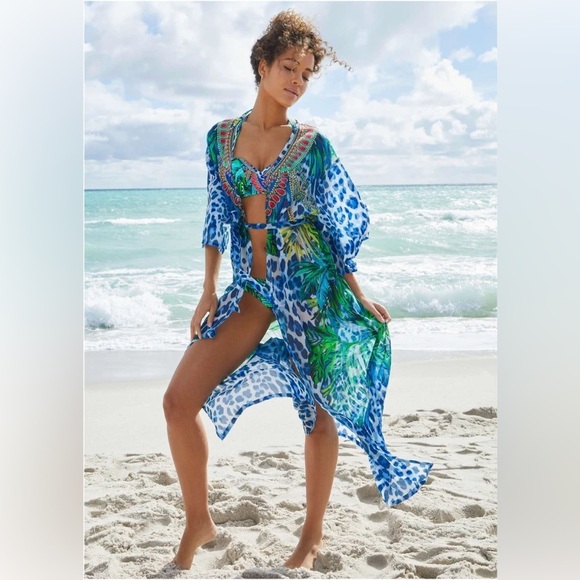 Vibrant Blue Animal Print Kaftan
